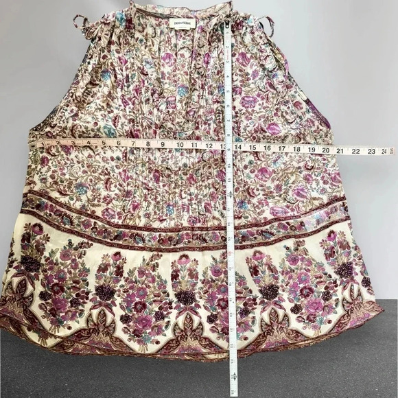 Zadig & Voltaire Thym Print Silky Top in Lilas Size XS - Picture 5 of 9